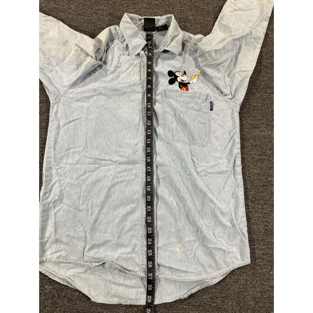 Disney Jerry Leigh Womens Small Blue Denim Button Up Long Sleeve Shirt Mickey - Picture 5 of 12